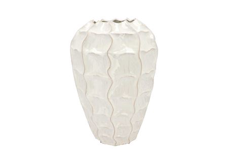 <h4>Lima White Vase Long Carve 26x26x37cm</h4>