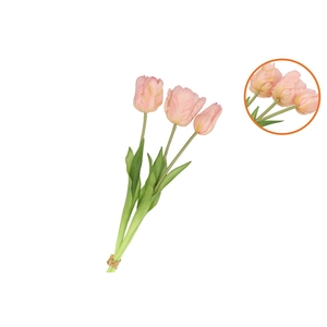 Silk Tulip Bouquet Light Pink 26x47cm