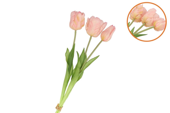 Silk Tulip Bouquet Light Pink 26x47cm Nm