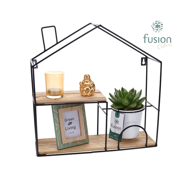 <h4>Wandhuis metaal met Accessoires en Crassula</h4>