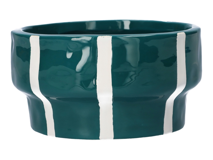 <h4>DF03-710161400 - Planter Ariona d14xh7.5 petrol+white stripes</h4>