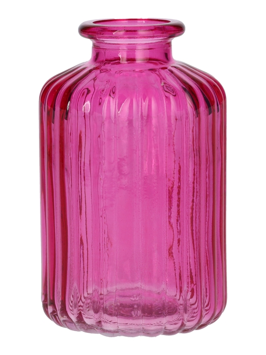 <h4>DF02-666111200 - Bottle Caro lines d3.5/6.2xh10 fuchsia transparent</h4>