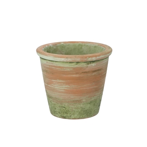 Cement Pot Oud Groen Rood 16x14cm