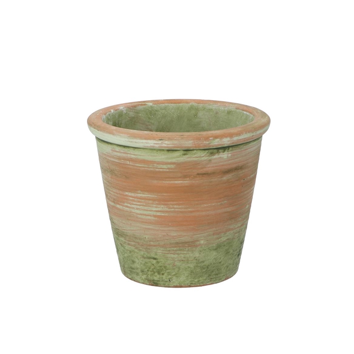 <h4>Cement Pot Oud Groen Rood 16x14cm</h4>