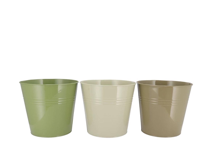 Zinc Summer Green Mix Bucket Basic Ass 19x18x15cm