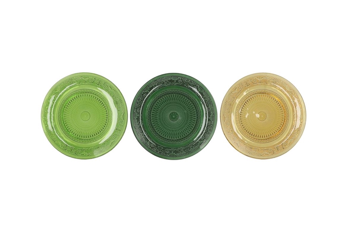 <h4>Dayah Forest Green Glass Plate 18x2cm Ass P/1</h4>