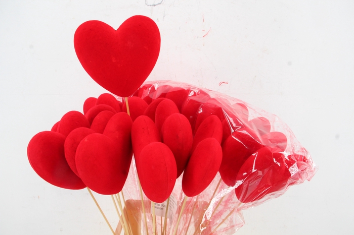 <h4>Stick Heart Flock Red 14cm</h4>