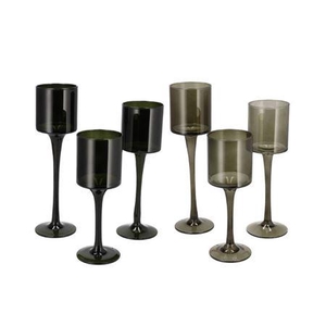 Jazz Green Candle Holder With Foot Ass P/3 8x20cm
