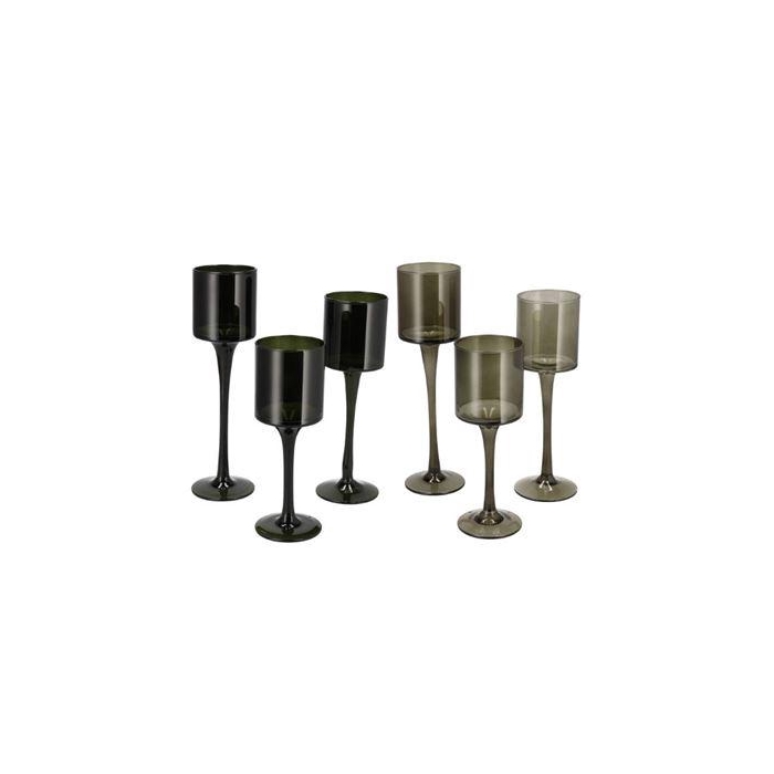 <h4>Jazz Green Candle Holder With Foot Ass P/3 8x20cm</h4>