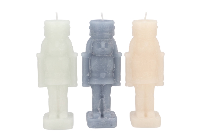 Candle Frosty Nutcracker Grey Mix 7x7x20cm