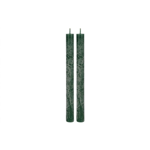 Candle Rustic Dinner Green S/2 3x25cm