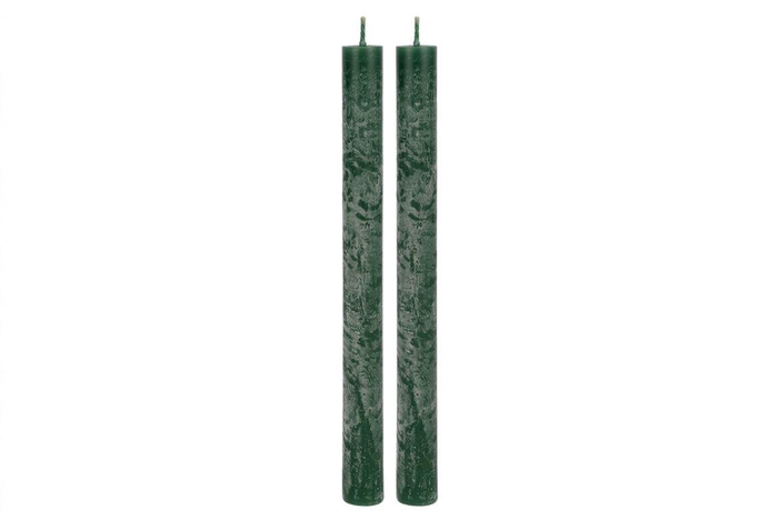<h4>Candle Rustic Dinner Green S/2 3x25cm</h4>