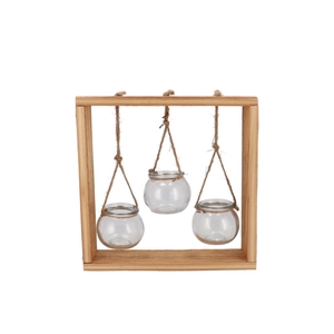 Polly Wood Rack 3 Glass Hanging 28x8x29cm
