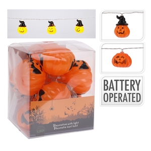 Halloween LED garland pumpkin 60mm 12L ass.