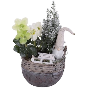 Christmas Arr. Outdoor Willow Basket Ceramic Bottom Ø18cm 2PP