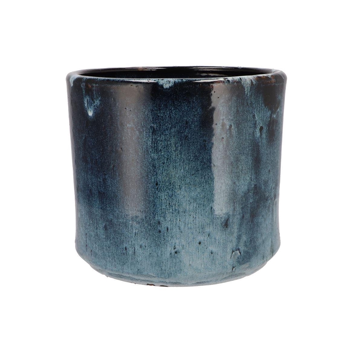 <h4>Javea Cilinder Pot Glazed Blue 26x23cm</h4>