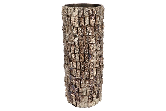 Nepal Iron Pot Birch Mosaic 18x18x45cm Nm